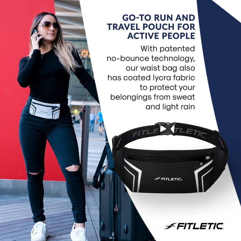 Fitletic Modern Sports Running Belt For Men & Women â€“ Water Resistant Pouch - Fits All Smart Phones- Lightweight, Low Profile Design â€“Lycra Coated With Inner Card Organizer Pocket - Image 4